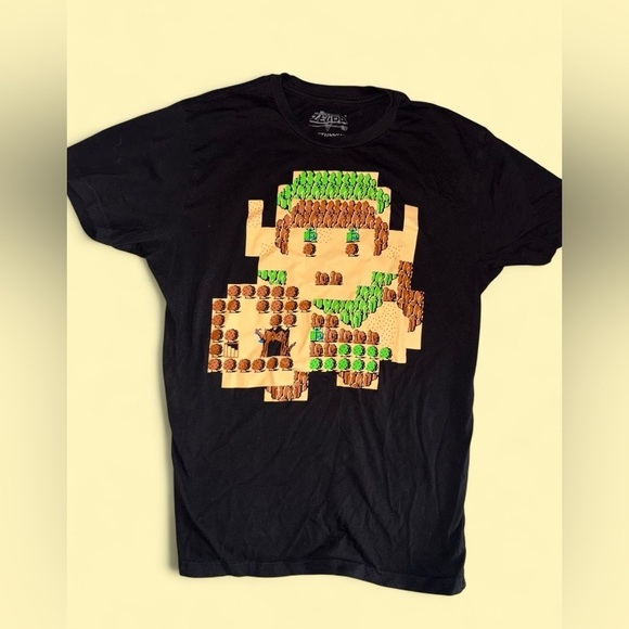 Nintendo Tops - Legend of Zelda Retro Map Graphic Tee Black Size M (Nintendo Gaming Shirt)